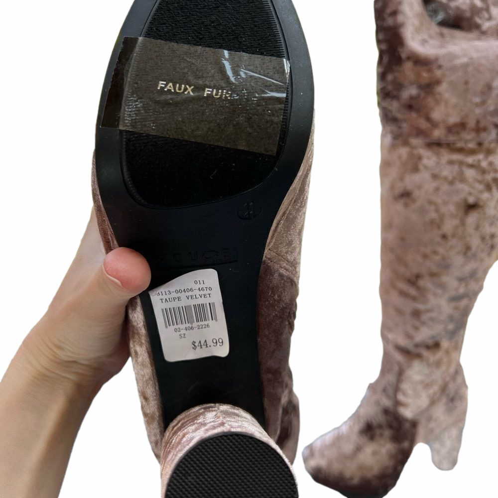Nwt Rouge Helium Taupe Velvet High Heeled Boots  Women’s Size 11 Shoes - Picture 7 of 9